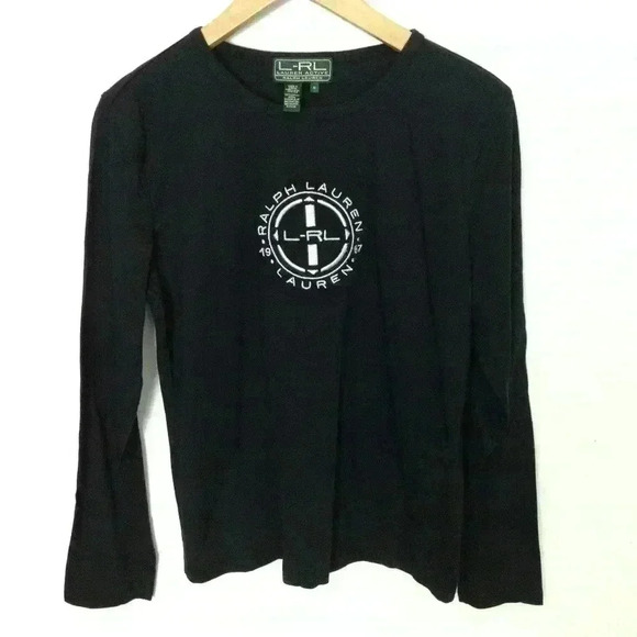 LRL Lauren Active Women Black Silver M Top - Picture 2 of 6